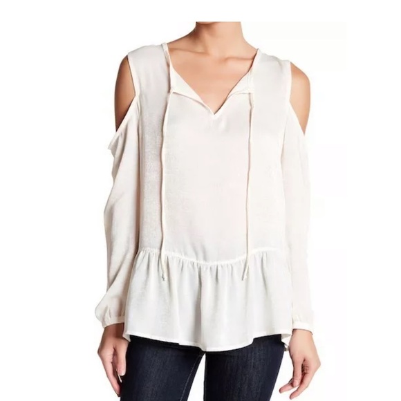Peplum Blouse Shimmer Ivory Harlowe & graham - Picture 1 of 8